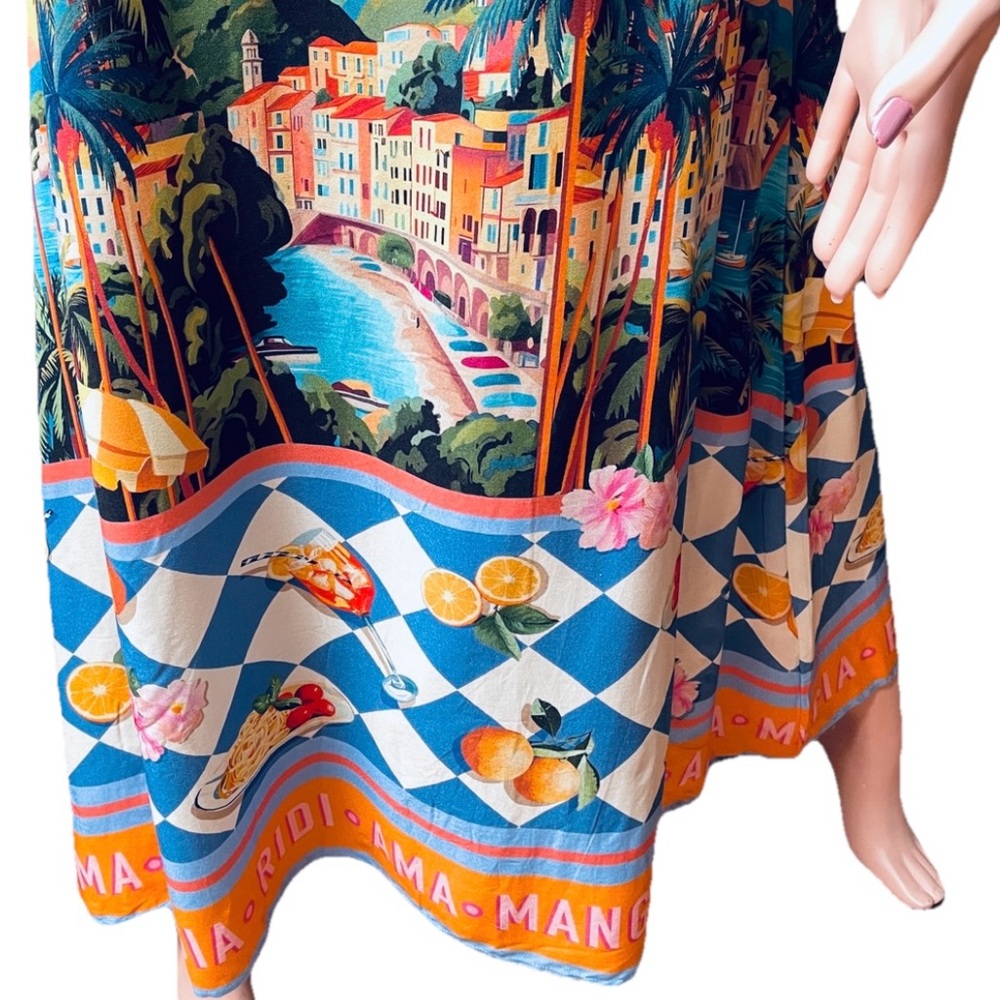 PAPER HEART Australia Fabulous NWOT ITALIAN RIVIERA Print MAXI Sun DRESS Size M - Picture 12 of 15